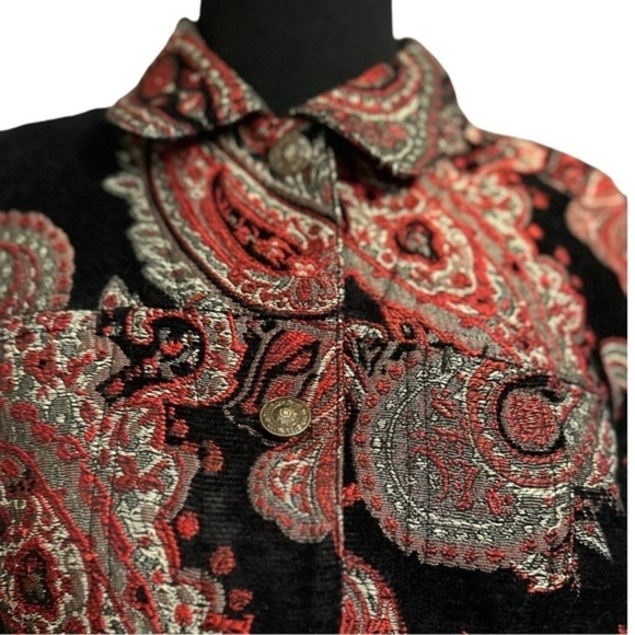 Chico's Multicolor Floral Paisley Tapestry Jacket Button Up Womens Sz 1 (M/8) - Picture 6 of 15